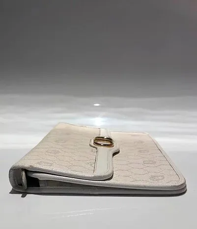 1980s CHRISTIAN DIOR WHITE Monogram Envelope CLUTCH BAG