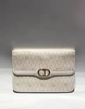 1980s CHRISTIAN DIOR WHITE Monogram Envelope CLUTCH BAG