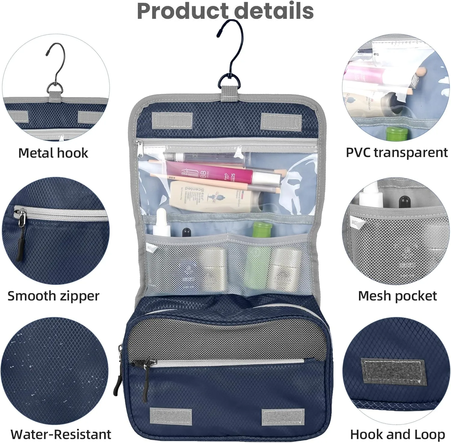 8 Set Expandable Compression Packing Cubes for Suitcases Travel Essentials Carry On Waterproof Storage Bag With Dry And Wet Separation Dark Blue