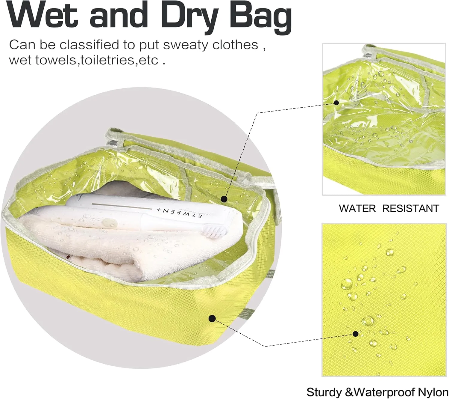 8 Set Expandable Compression Packing Cubes for Suitcases Travel Essentials Carry On Waterproof Storage Bag With Dry And Wet Separation Yellow