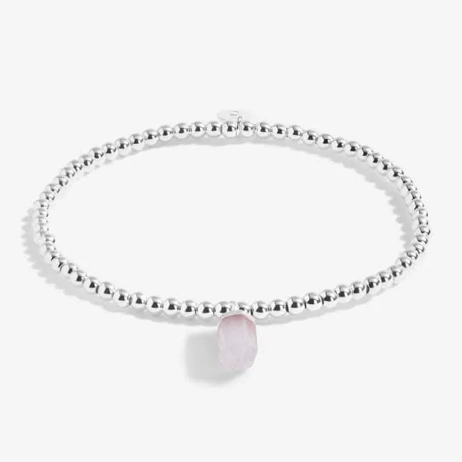 Affirmation Crystal A Little Love Rose Quartz Silver Stretch Bracelet 5258