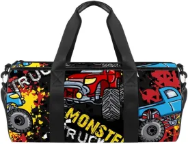 AISSO Duffel Bag for Women Men Monster Truck Car On Grunge Sports Gym Tote Bag Weekend Overnight Travel Bag Outdoor Luggage Handbag