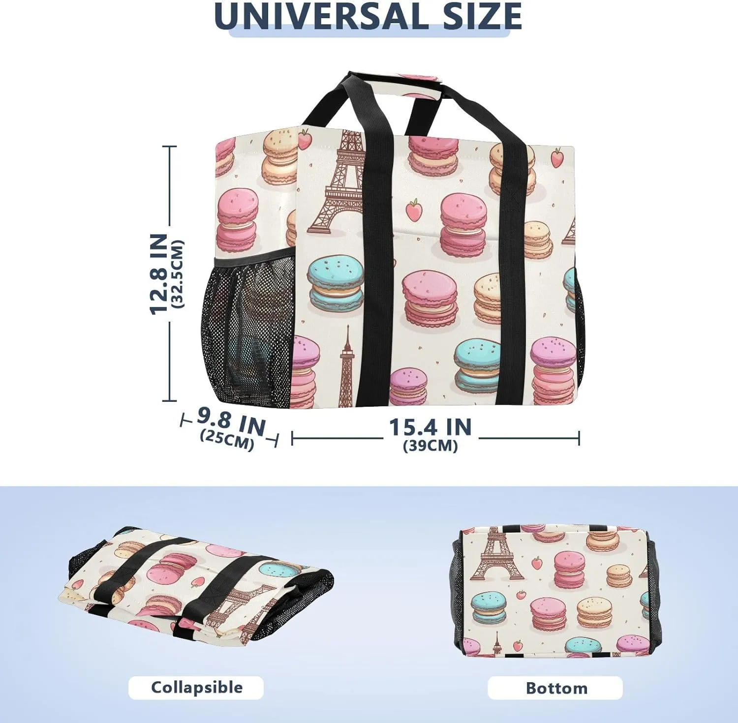 ALAZA Paris Eiffel Tower Red Lips Waterproof Beach Tote Bags