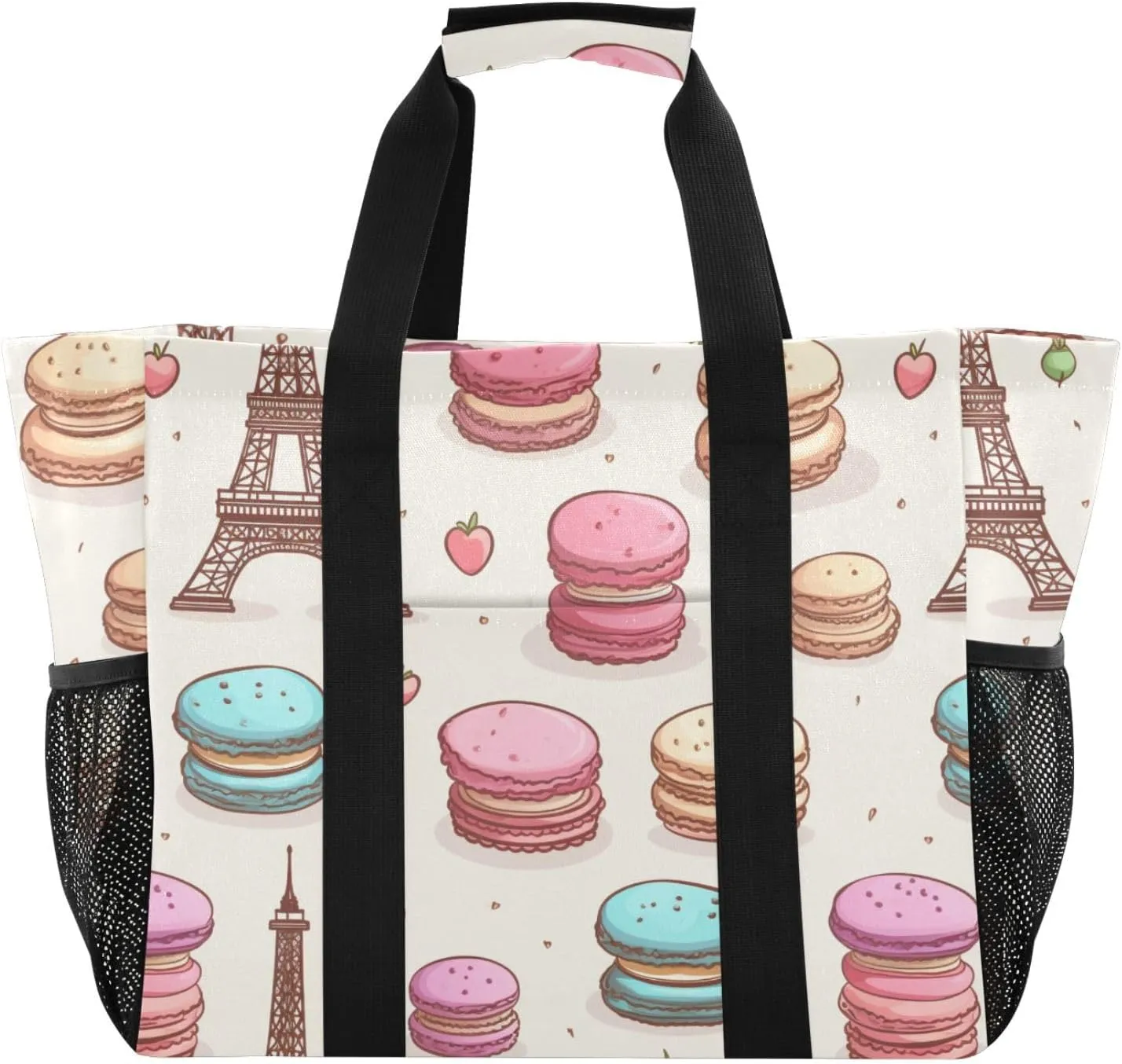 ALAZA Paris Eiffel Tower Red Lips Waterproof Beach Tote Bags
