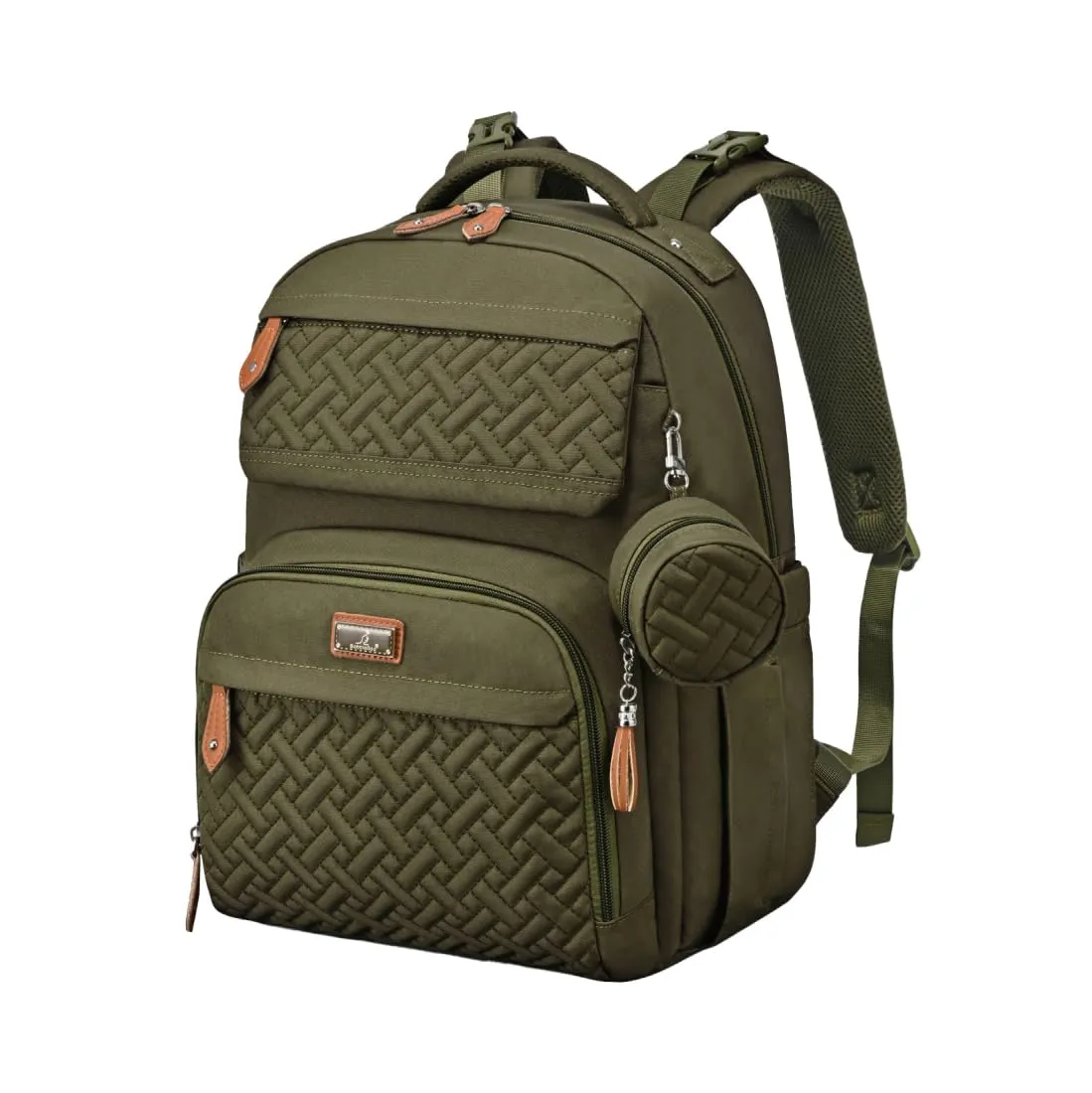 BabbleRoo Diaper Bag Backpack, Travel Backpack with Changing Pad, Pacifier Case & Stroller Straps, Multifunction, Waterproof, Unisex  Army Green