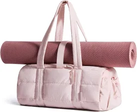 BAGSMART Gym Bag for Women, Yoga Mat Duffle Bag with Wet & Dry Pocket, Quilted Sports Bag for Weekend/Swimming, Candy Pink