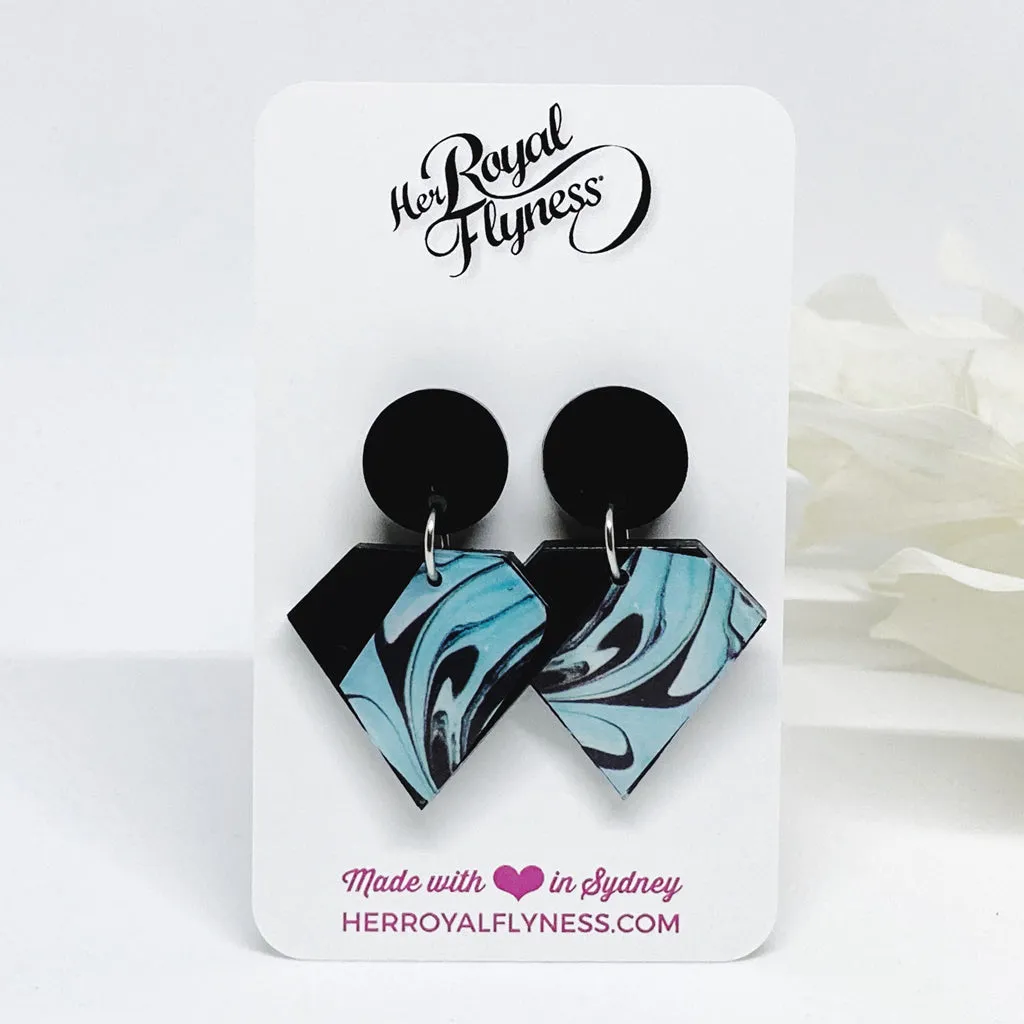 Blue Marble Diamond Earrings