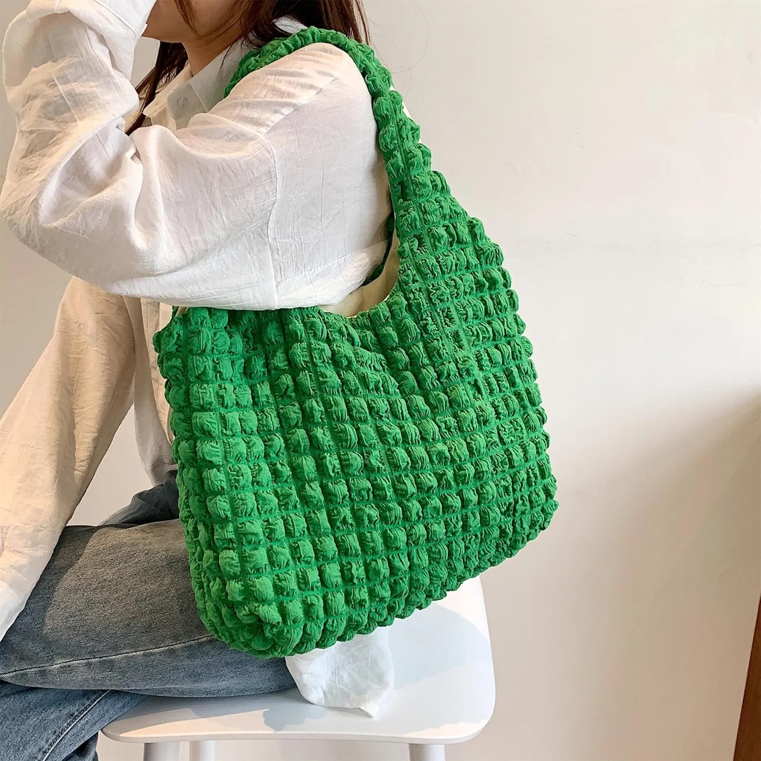 Bubble Large Shoulder Bags for Women Puff Tote Handbag and Purse Cloud Casual Shopping Travel Bag Lightweight