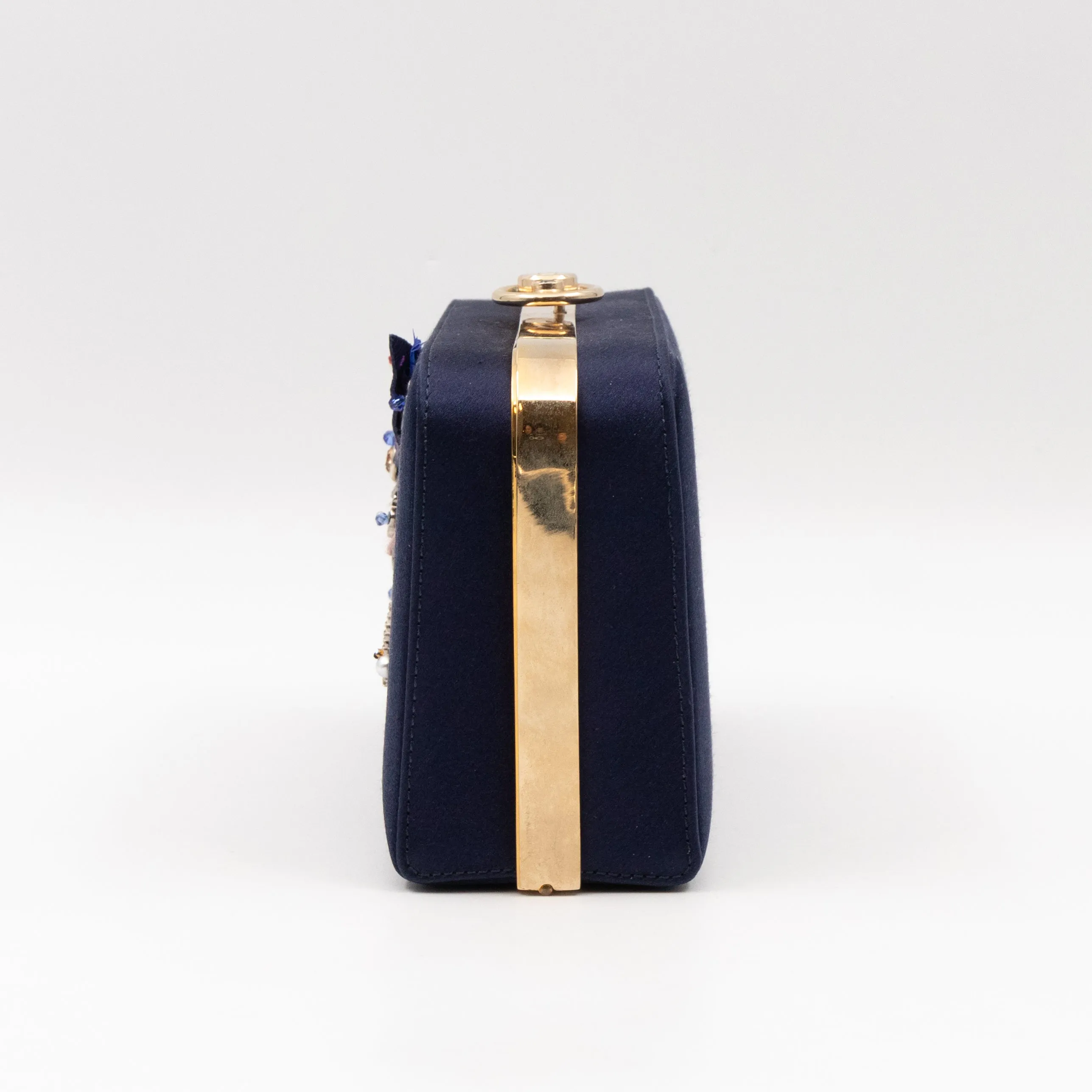 Charming Dragonfly Clutch Blue Satin