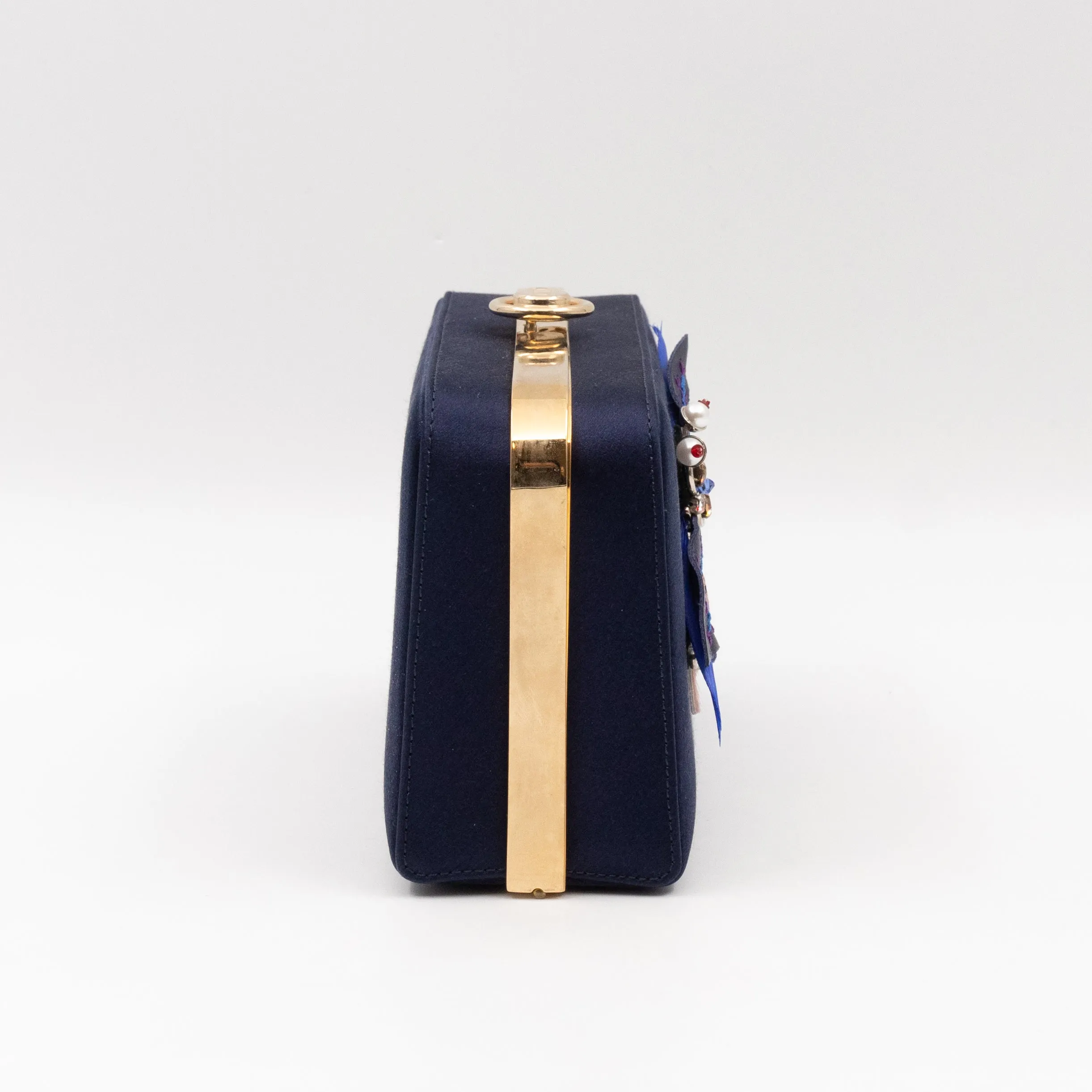 Charming Dragonfly Clutch Blue Satin