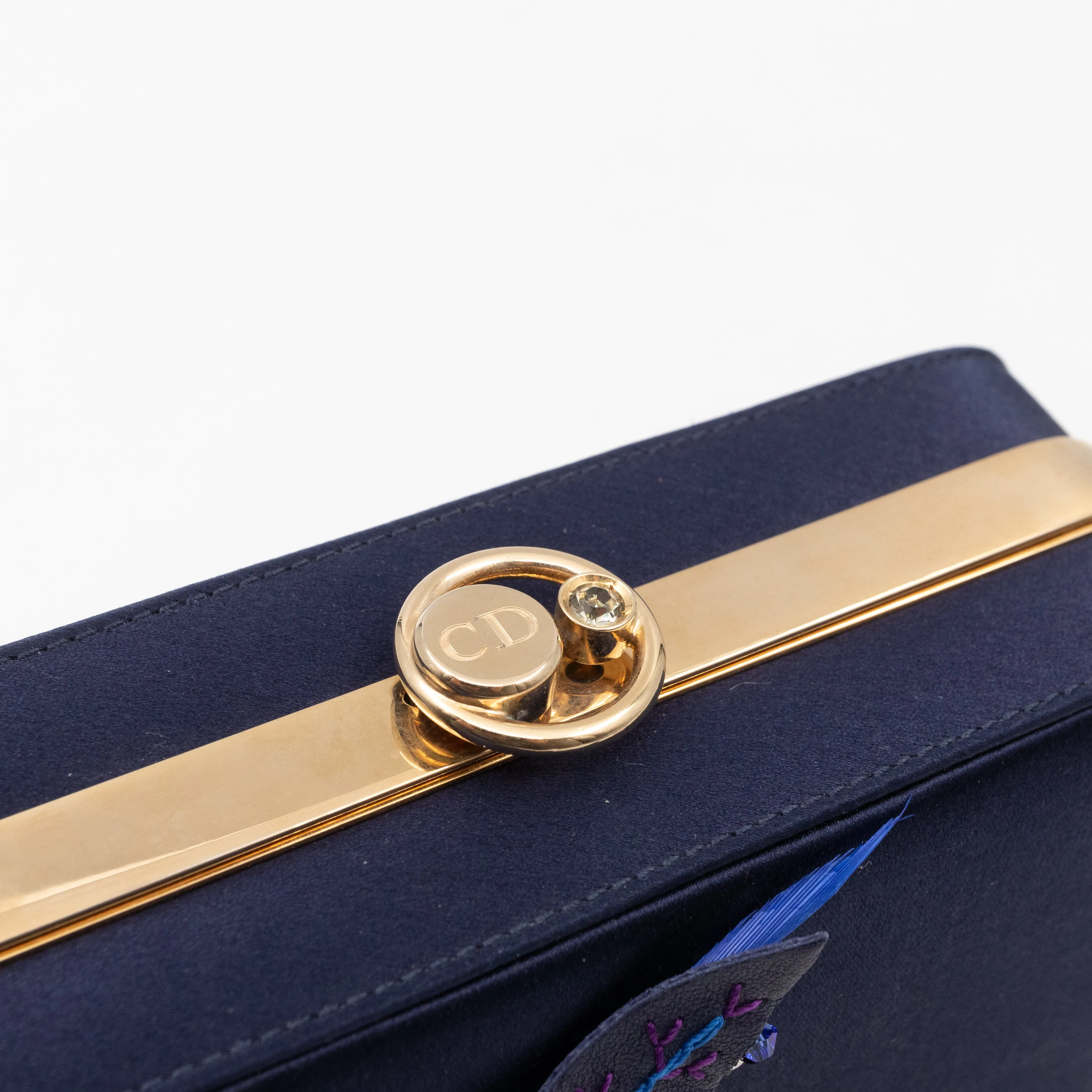 Charming Dragonfly Clutch Blue Satin