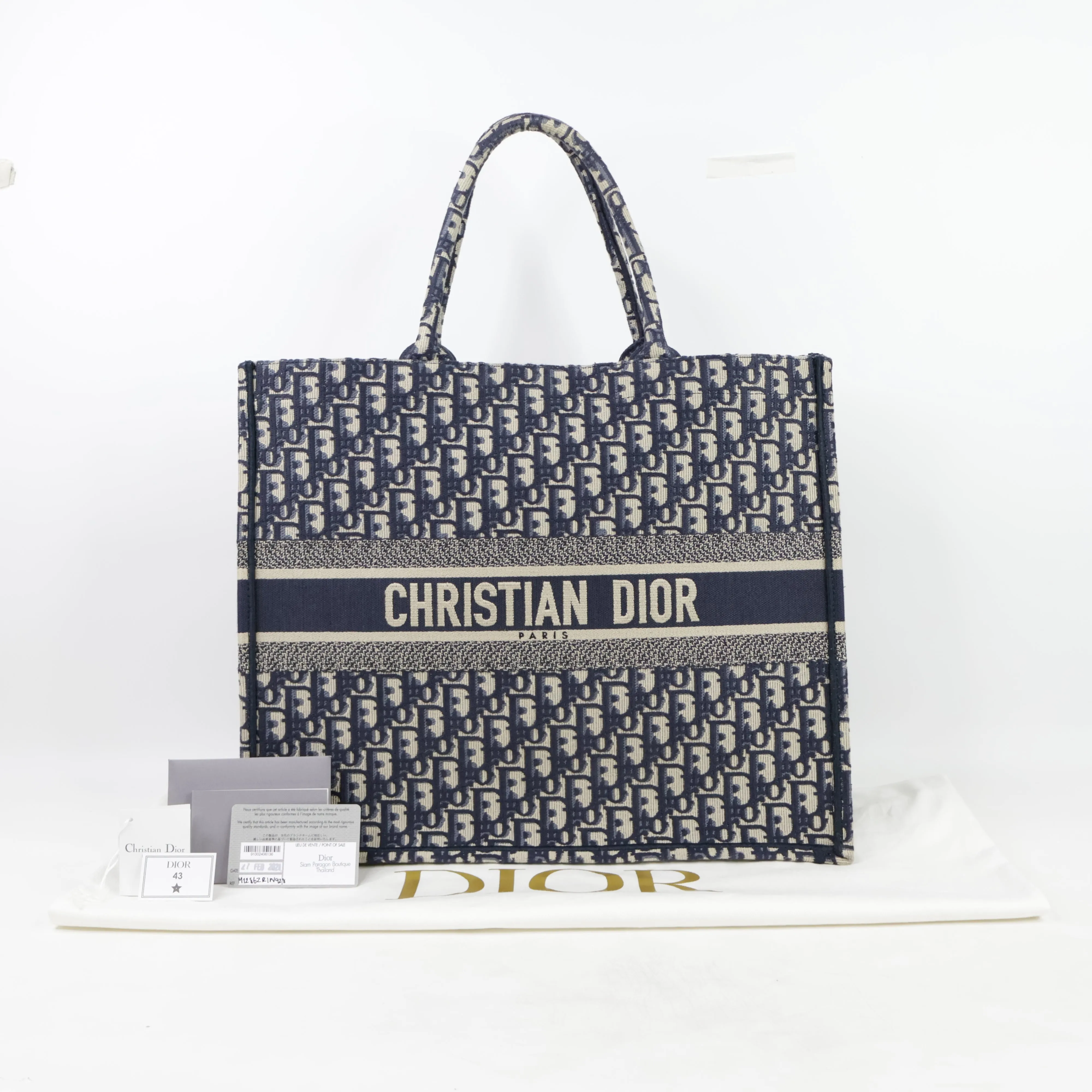 Christian Dior Book Tote Large Canvas Oblique Navy