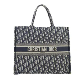 Christian Dior Book Tote Large Canvas Oblique Navy