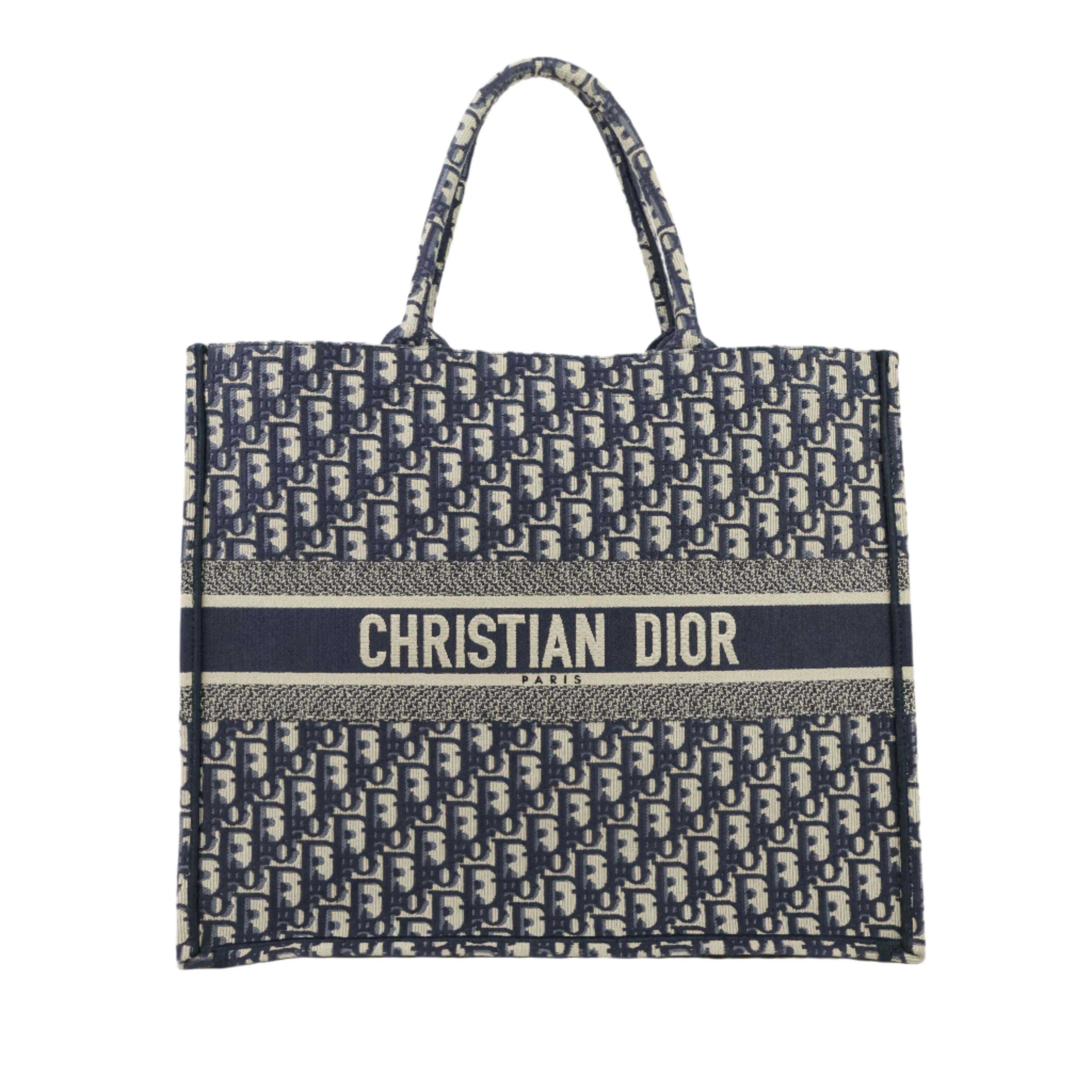 Christian Dior Book Tote Large Canvas Oblique Navy