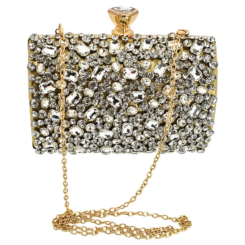 CLUTCH 2 GOLD LARGE STRASS