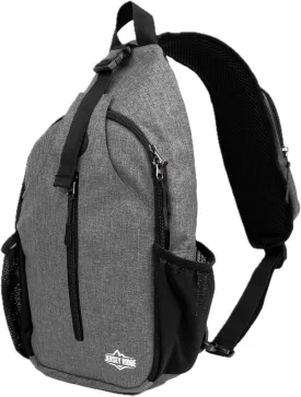Crossbody Sling Bag  Anti-Theft Carryall Daypack Backpack with Adjustable Chest Strap for Travel or Hiking (Grey)