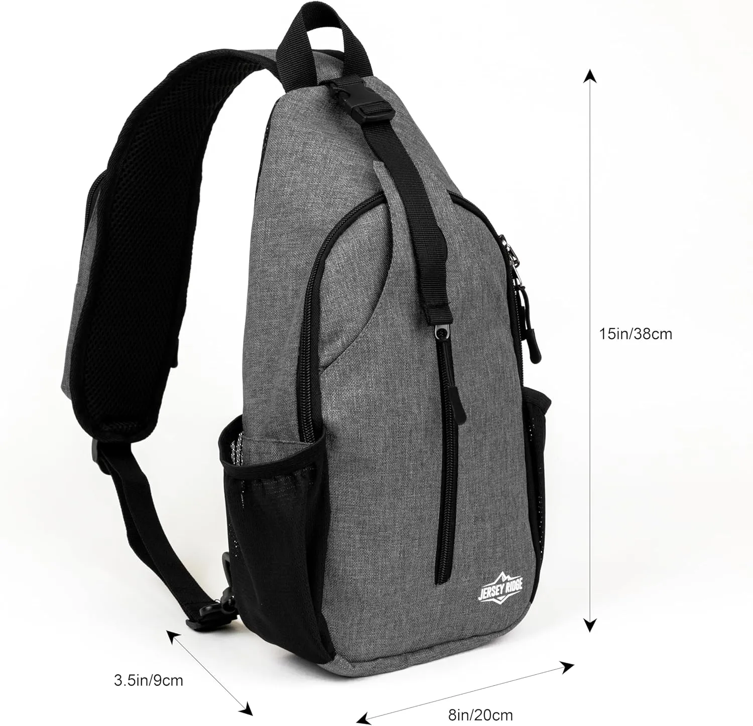 Crossbody Sling Bag  Anti-Theft Carryall Daypack Backpack with Adjustable Chest Strap for Travel or Hiking (Grey)