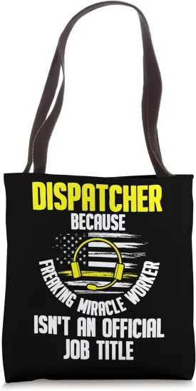 Dispatcher - 911 Operator Thin Gold Yellow Line Dispatcher Tote Bag