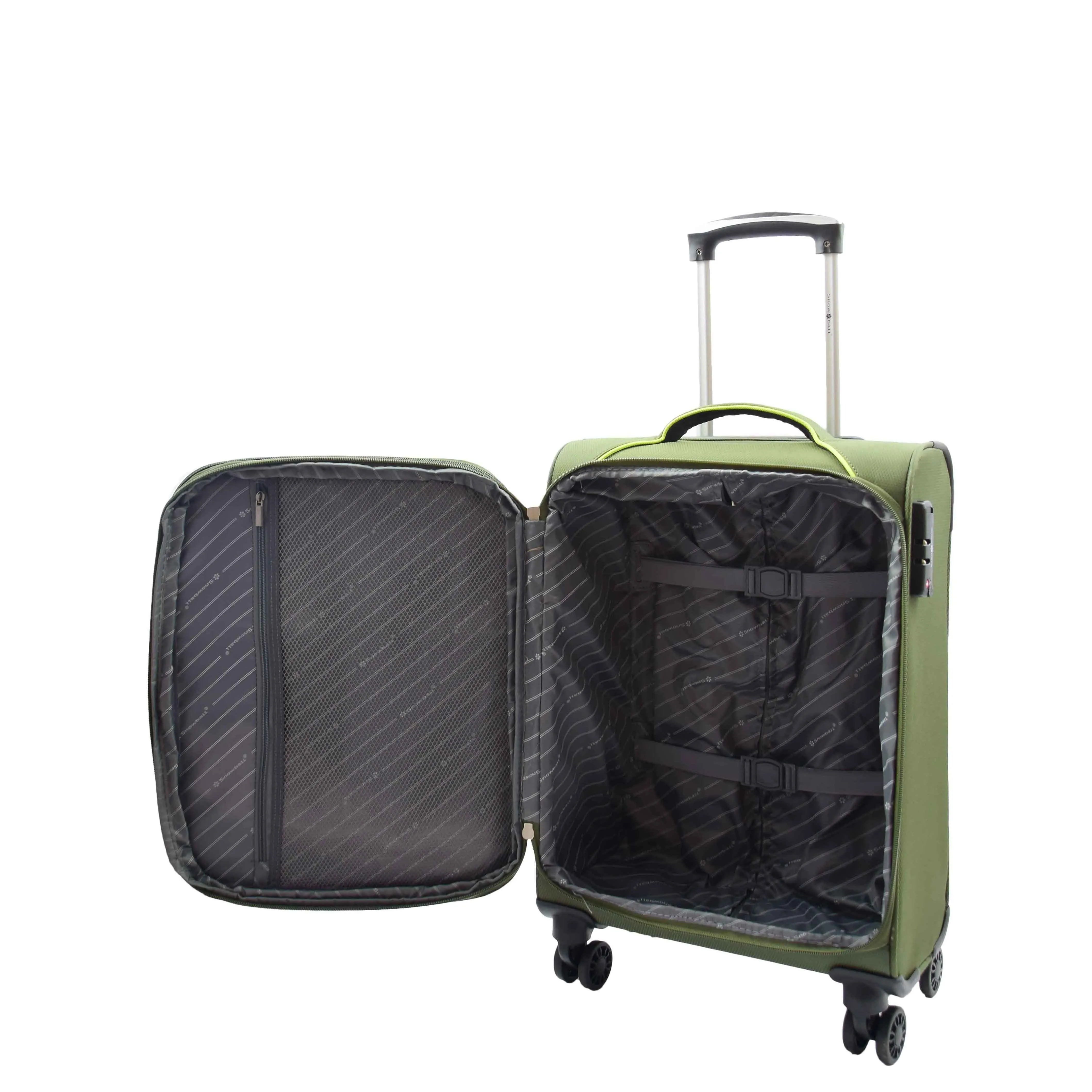 DR521 Lightweight 4 Wheel Soft Hand Luggage Cabin Size Suitcase Green