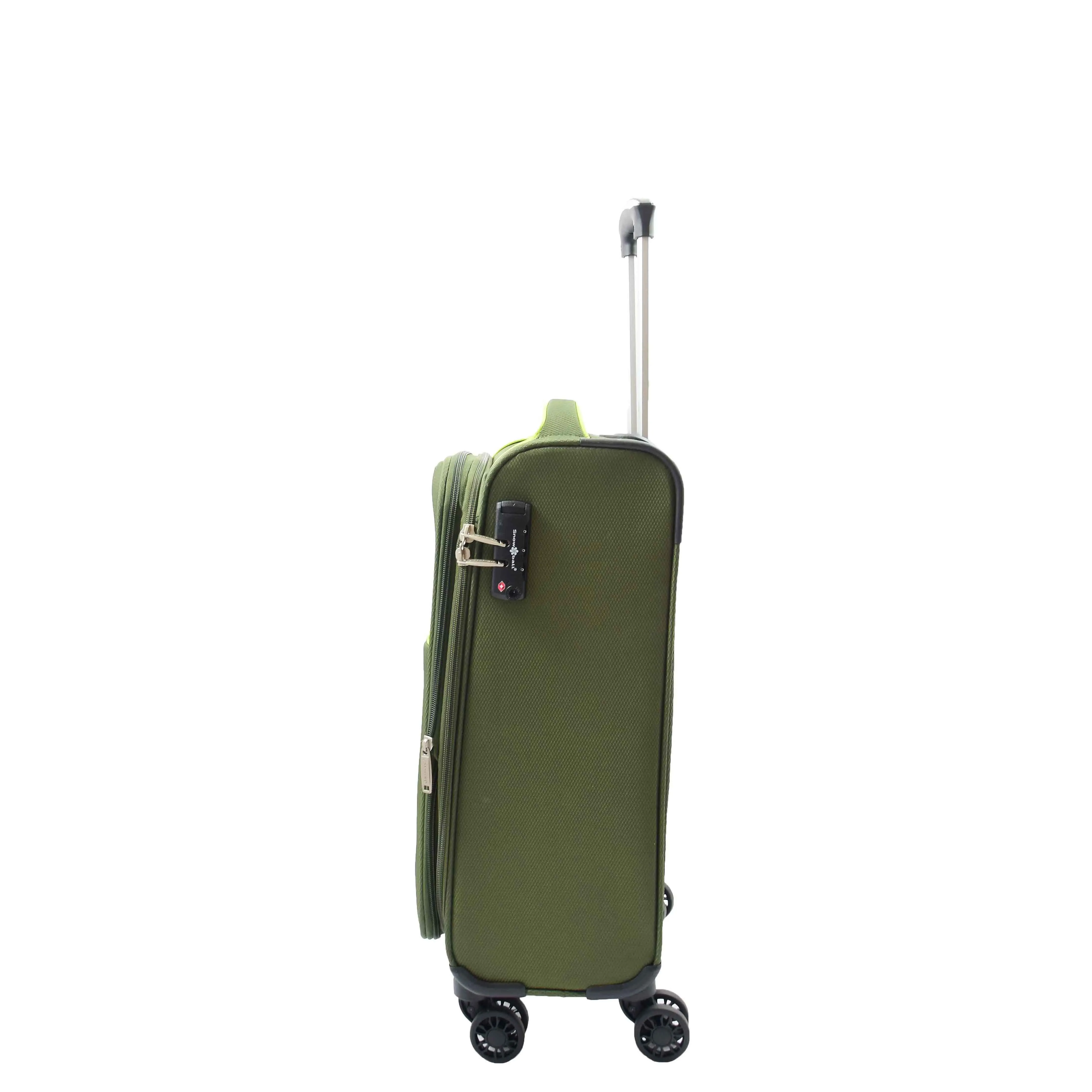 DR521 Lightweight 4 Wheel Soft Hand Luggage Cabin Size Suitcase Green