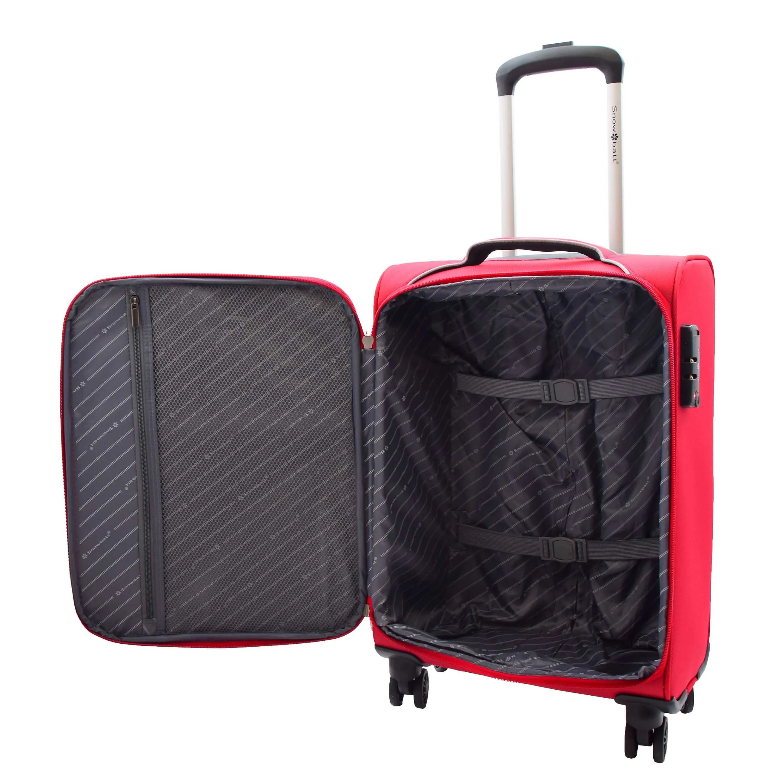 DR521 Lightweight 4 Wheel Soft Hand Luggage Cabin Size Suitcase Red