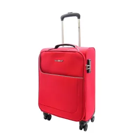 DR521 Lightweight 4 Wheel Soft Hand Luggage Cabin Size Suitcase Red