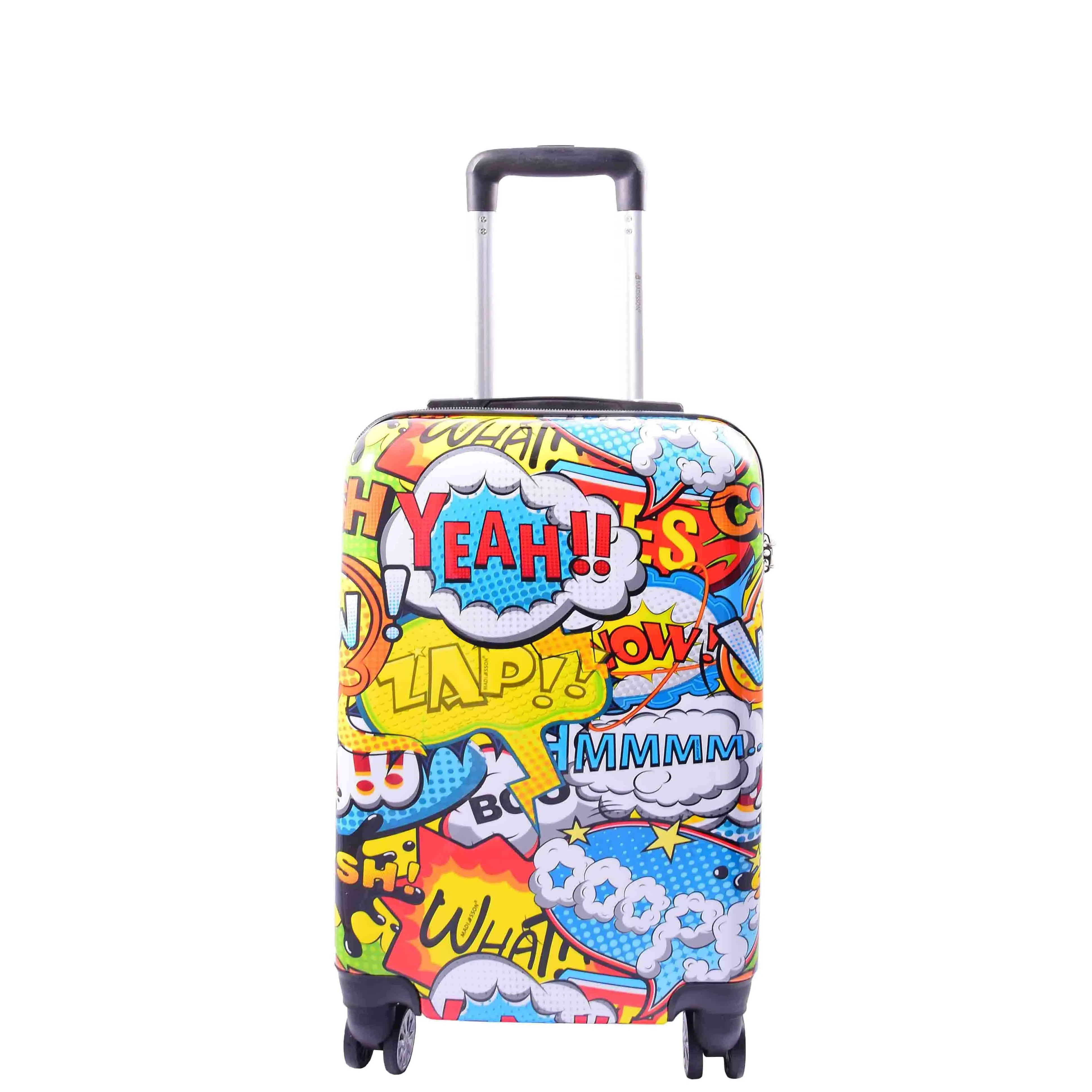 DR632 Cabin Size Hard Shell Four Wheels Comic Print Suitcase