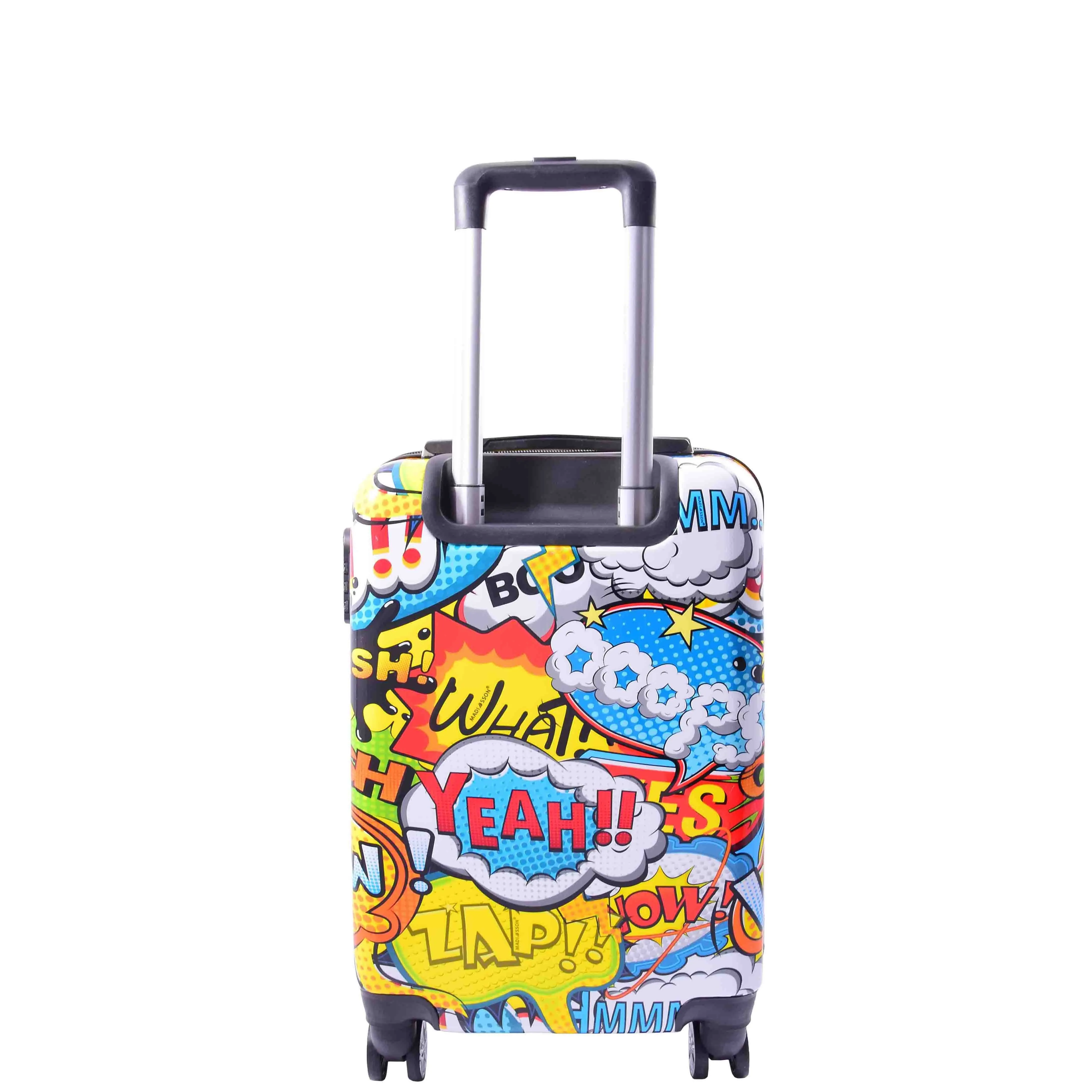 DR632 Cabin Size Hard Shell Four Wheels Comic Print Suitcase