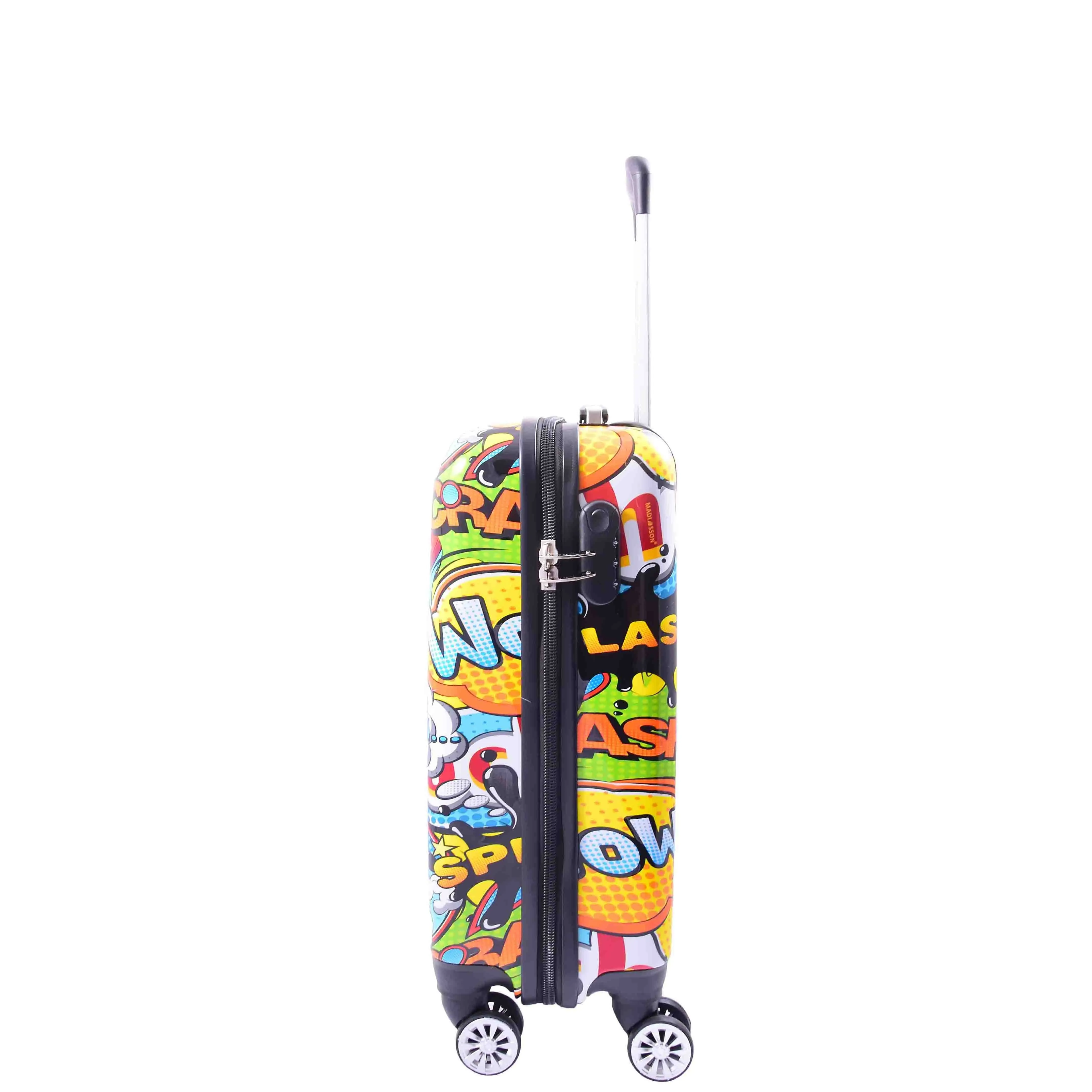 DR632 Cabin Size Hard Shell Four Wheels Comic Print Suitcase