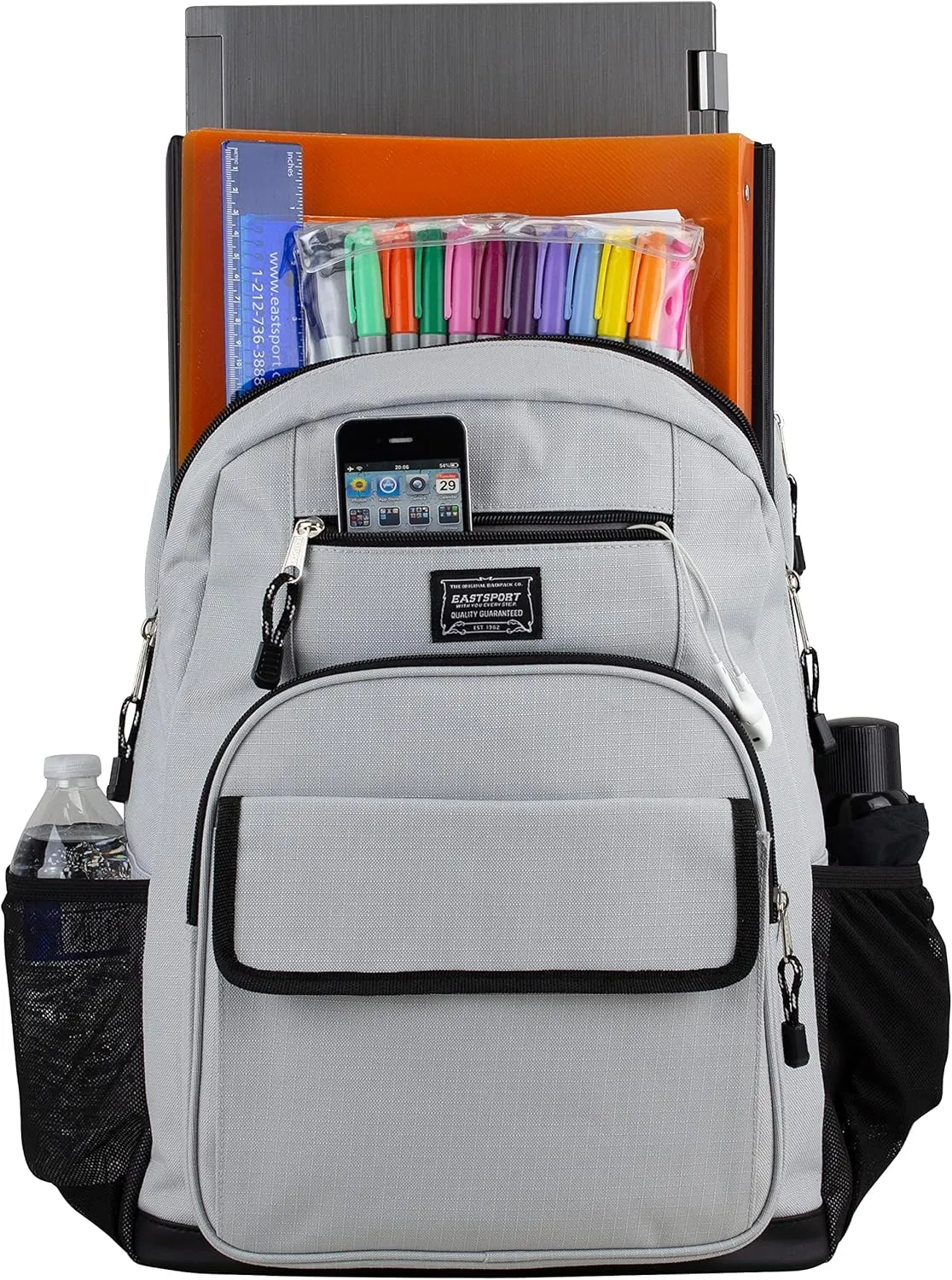 Eastsport Tech Laptop Carry On Luggage Casual Daypack Commuter Bag Backpack for Work, Travel, Outdoors, White