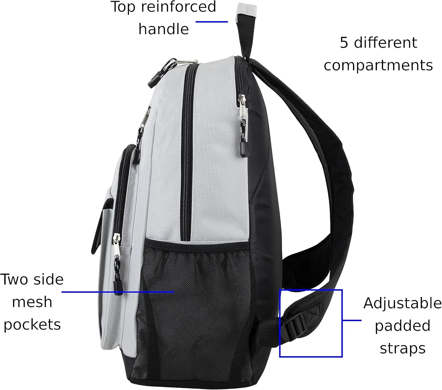 Eastsport Tech Laptop Carry On Luggage Casual Daypack Commuter Bag Backpack for Work, Travel, Outdoors, White