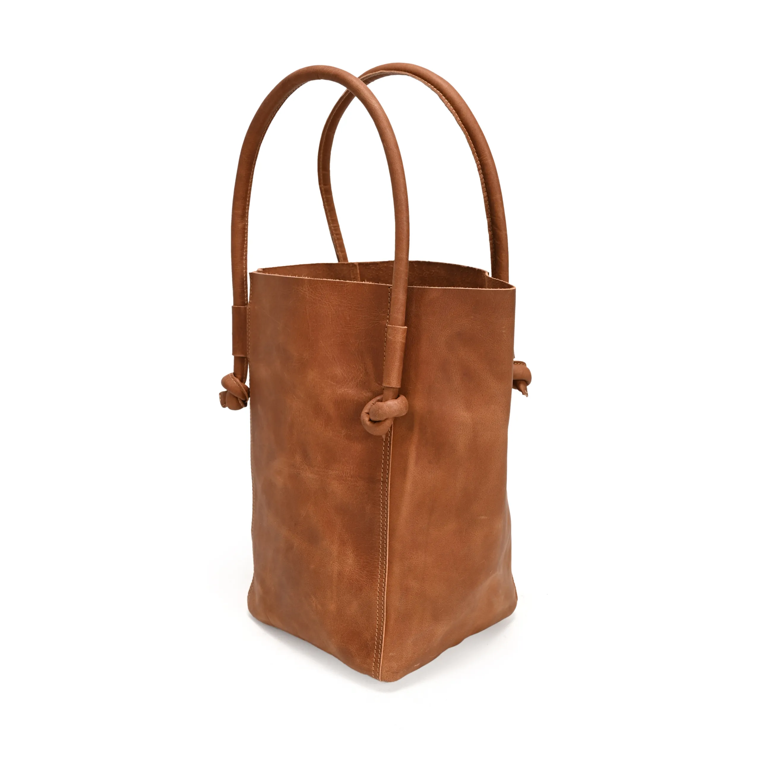 Elsie Leather Tote - Tan Brown