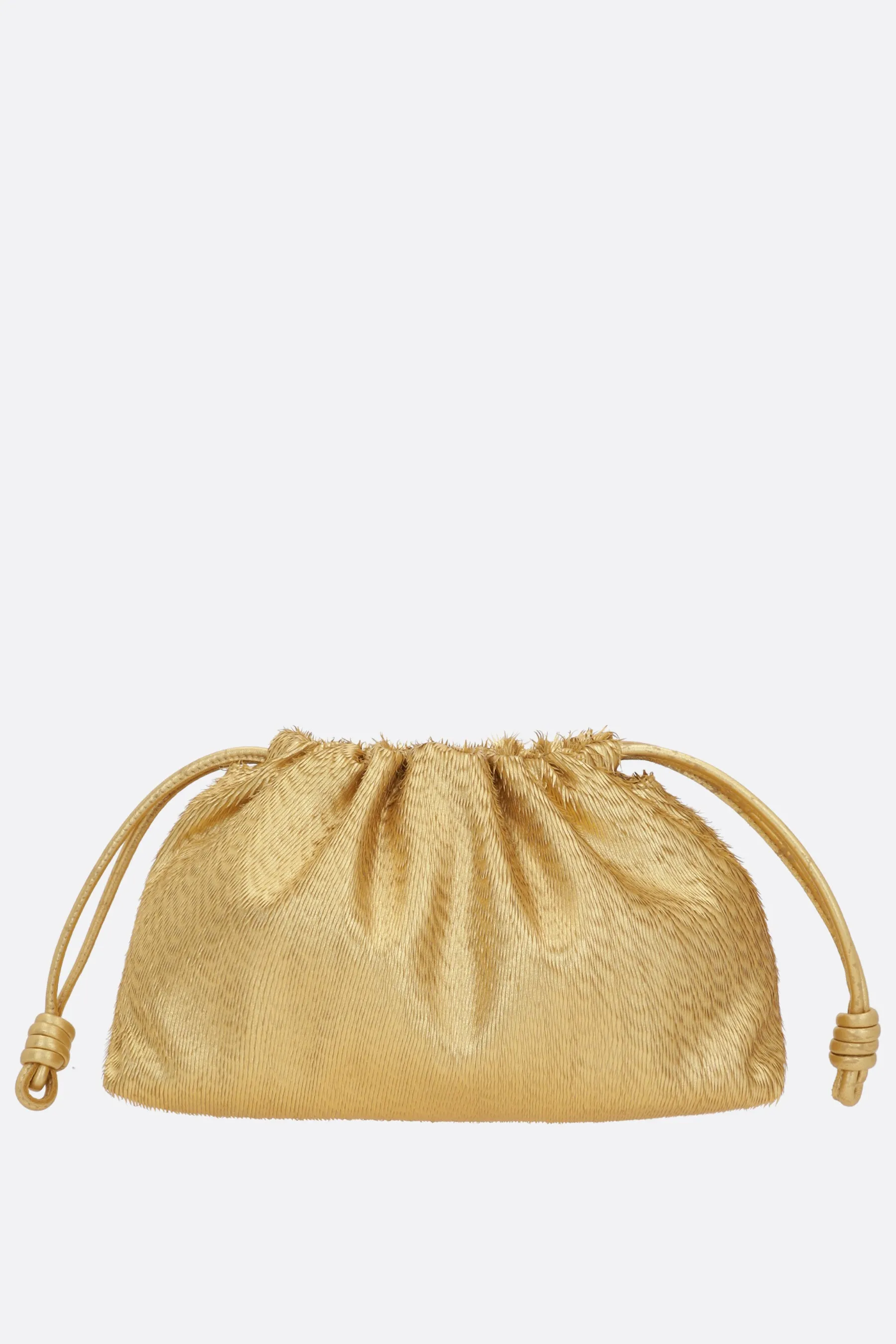 Fringed Drawstring Nappa Leather Clutch