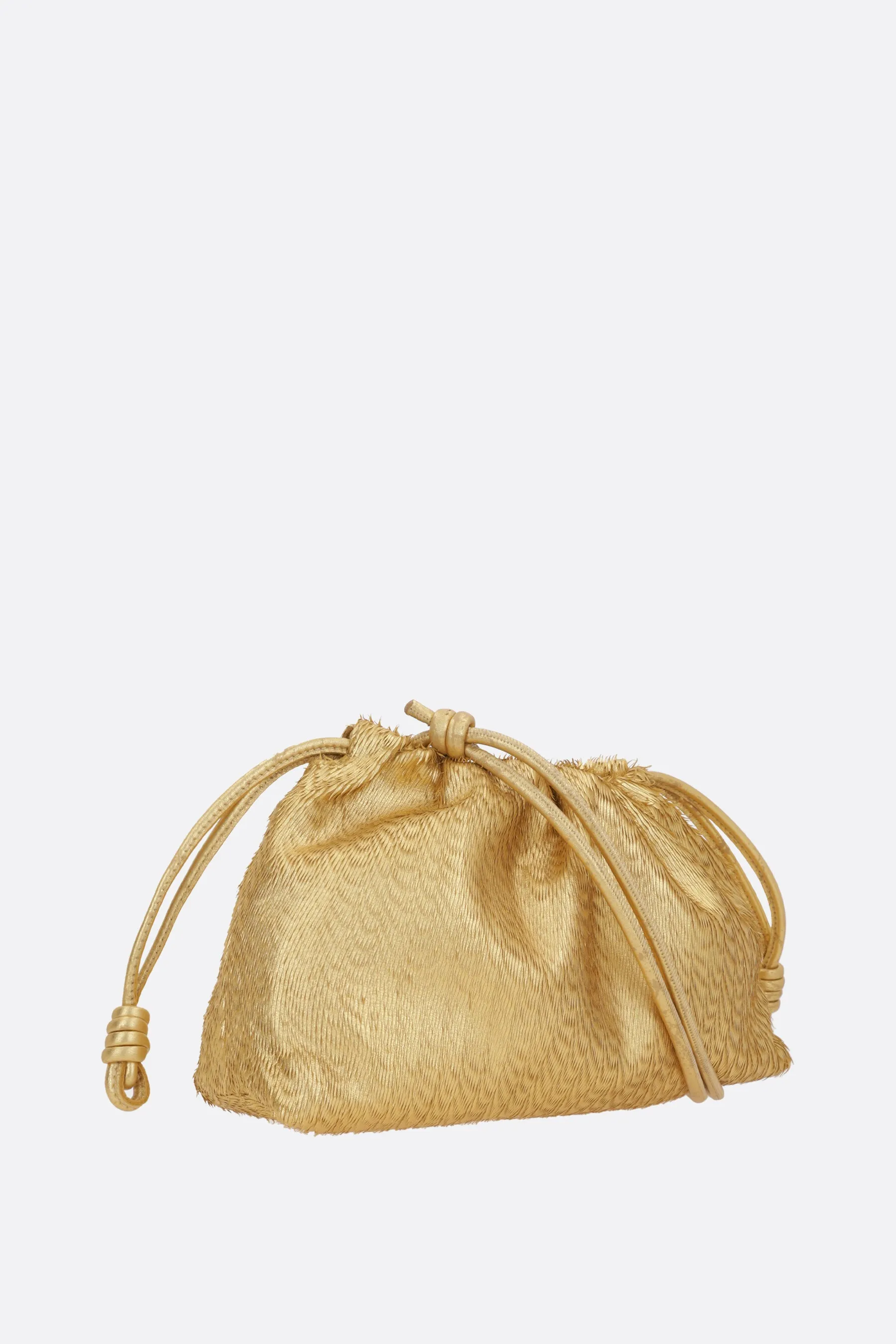 Fringed Drawstring Nappa Leather Clutch