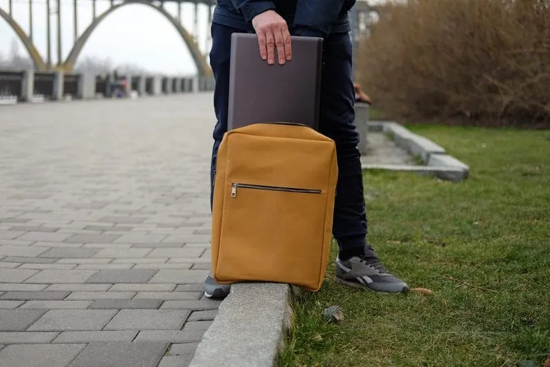 Genuine Leather Yellow Backpack