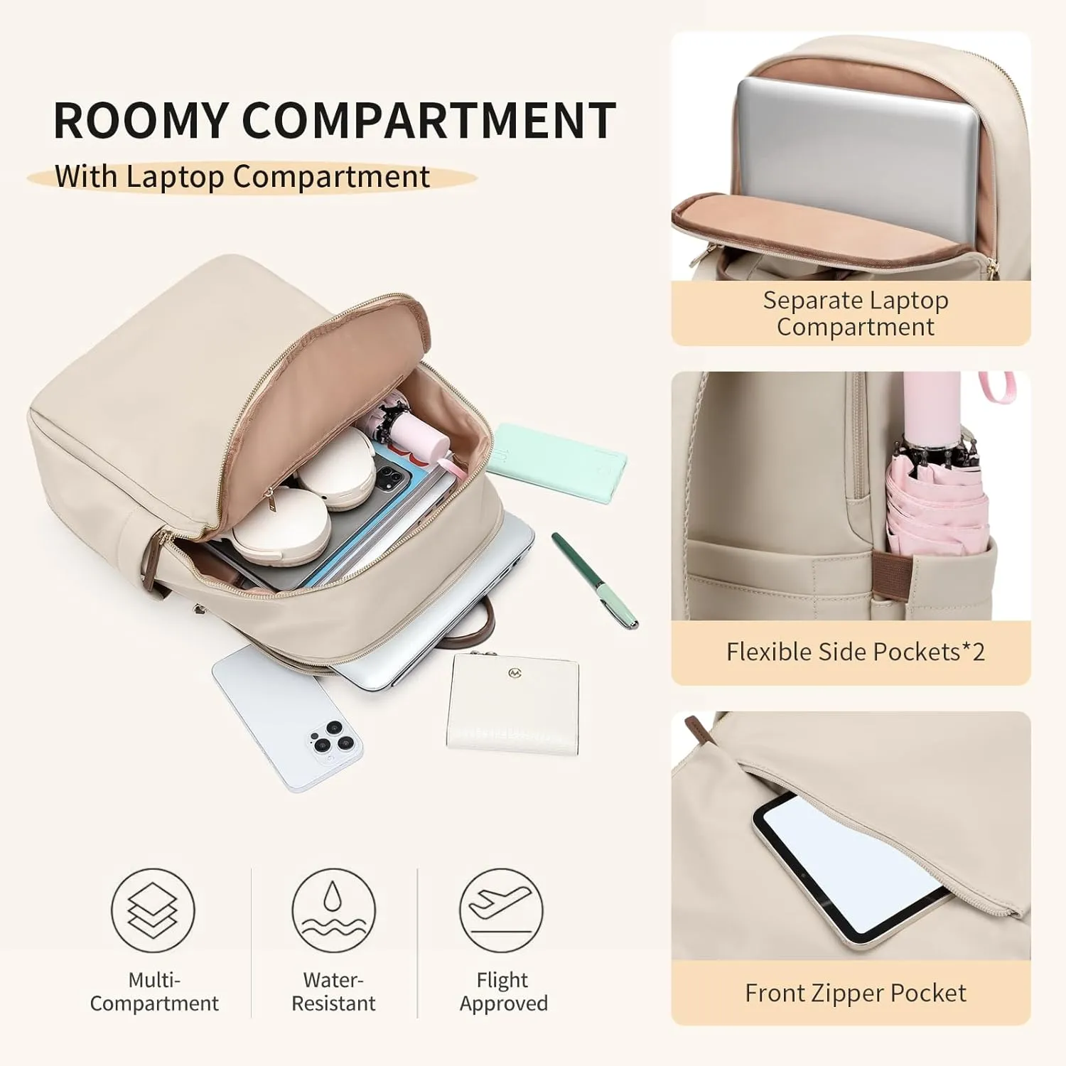 GOLF SUPAGS Women Laptop Backpack with Separate Laptop Compartment Fits 14 Inch Notebook Casual Daypack for Work Travel College Backpack Book Bags