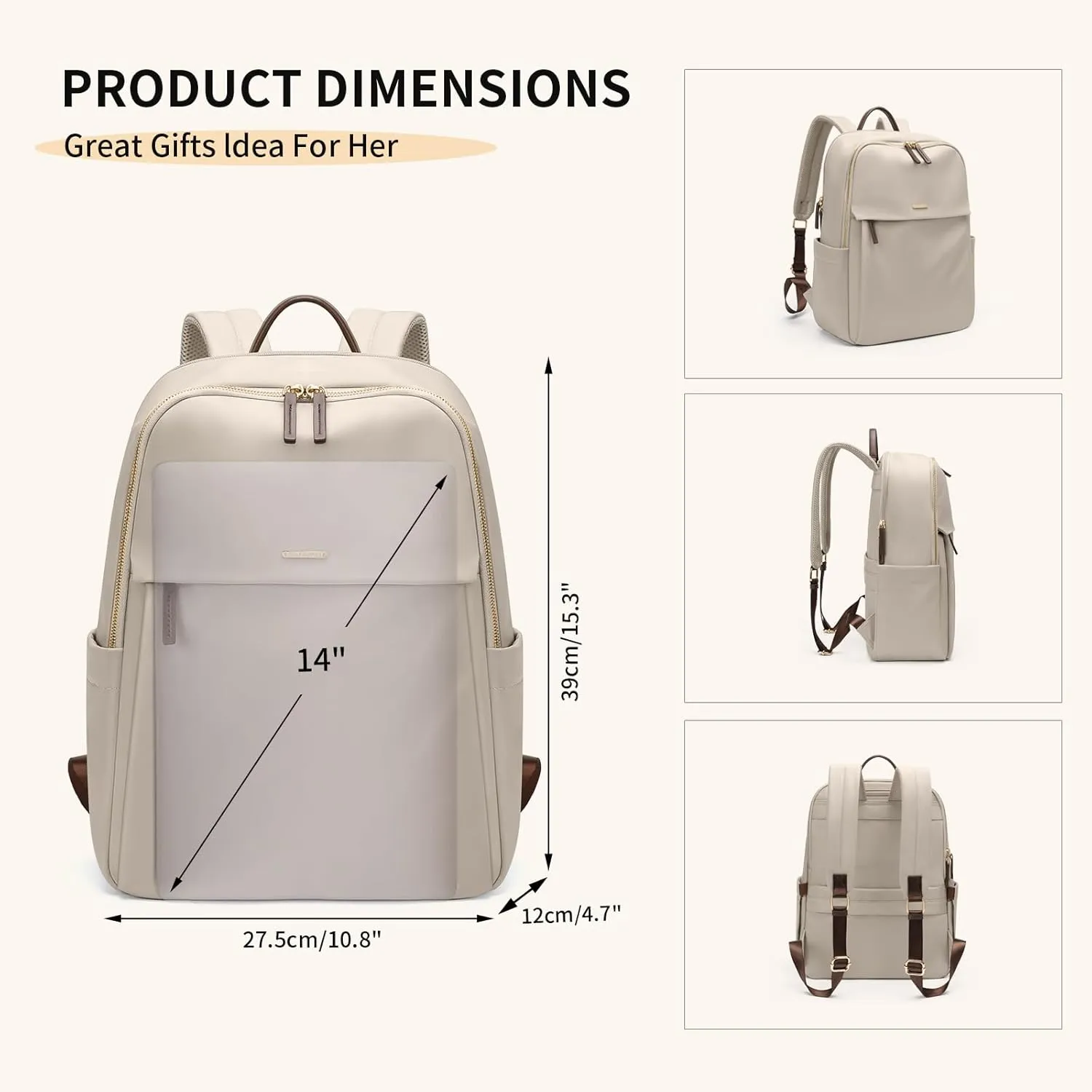 GOLF SUPAGS Women Laptop Backpack with Separate Laptop Compartment Fits 14 Inch Notebook Casual Daypack for Work Travel College Backpack Book Bags