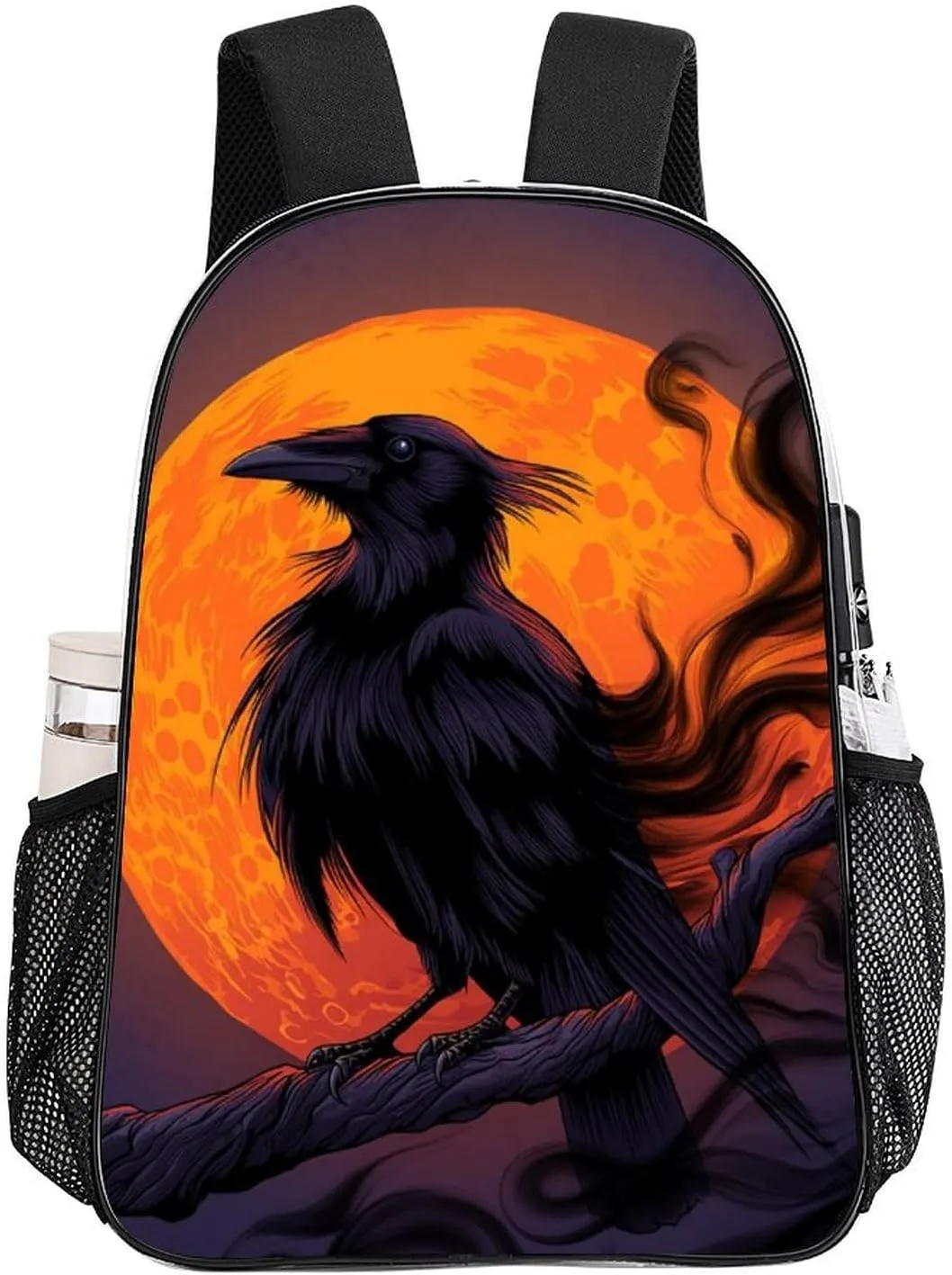 Halloween Raven Moon Dark Night Art Daypack Lightweight Multipurpose Anti-Theft Shoulder Bag Large Capacity Laptop Book Bag Rucksack Transparent Bag