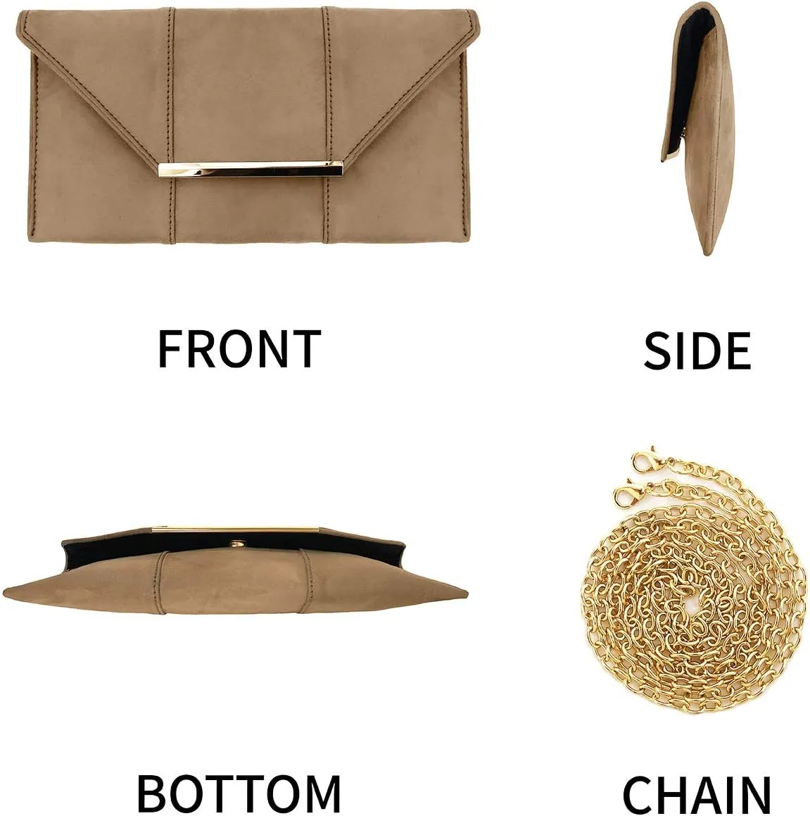 JNB Faux Microsuede Envelope Clutch