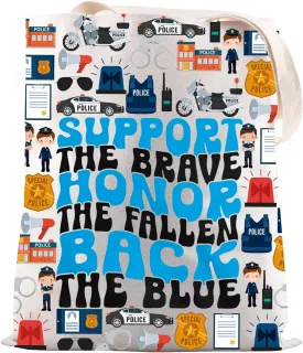JNIAP Thin Blue Line Gift Support the Brave Honor The Fallen Back The Blue Tote Bag Police Officer Gift