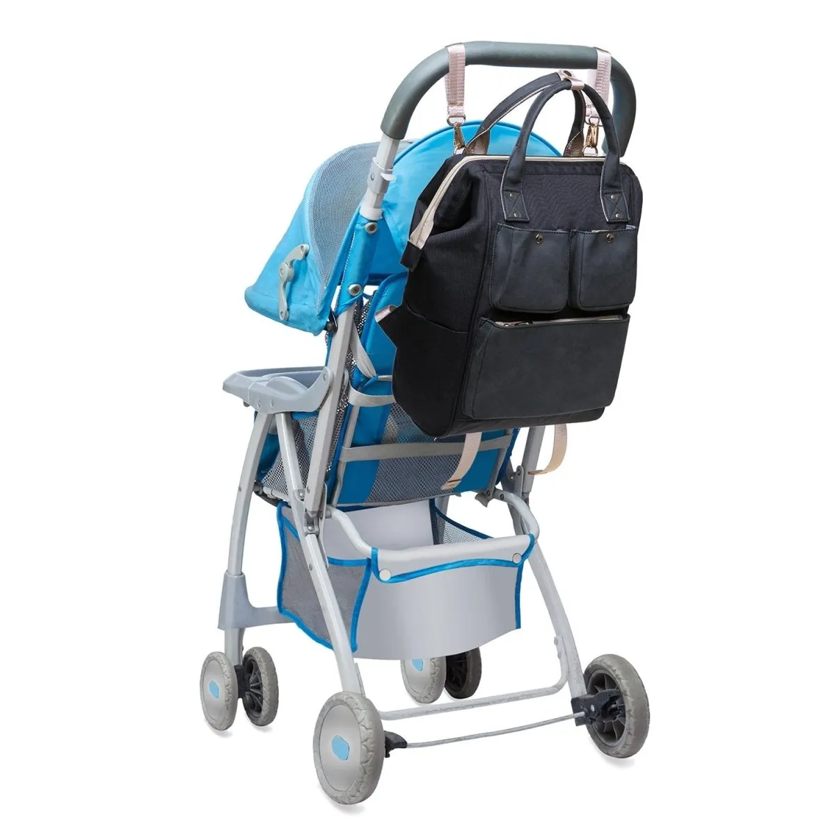 KAUKKO Diaper Bag Backpack with Pacifier Holder and Stroller straps - for Mom and Dad, Waterproof, one size, KT03 ( Santorini Black ）
