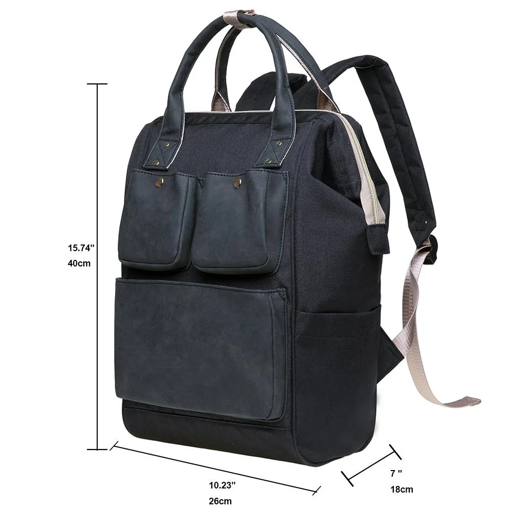KAUKKO Diaper Bag Backpack with Pacifier Holder and Stroller straps - for Mom and Dad, Waterproof, one size, KT03 ( Santorini Black ）
