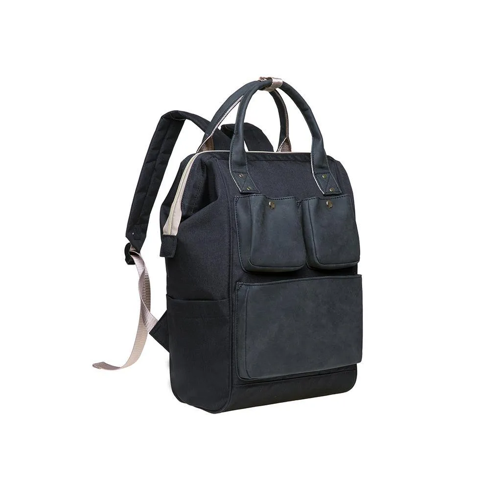 KAUKKO Diaper Bag Backpack with Pacifier Holder and Stroller straps - for Mom and Dad, Waterproof, one size, KT03 ( Santorini Black ）