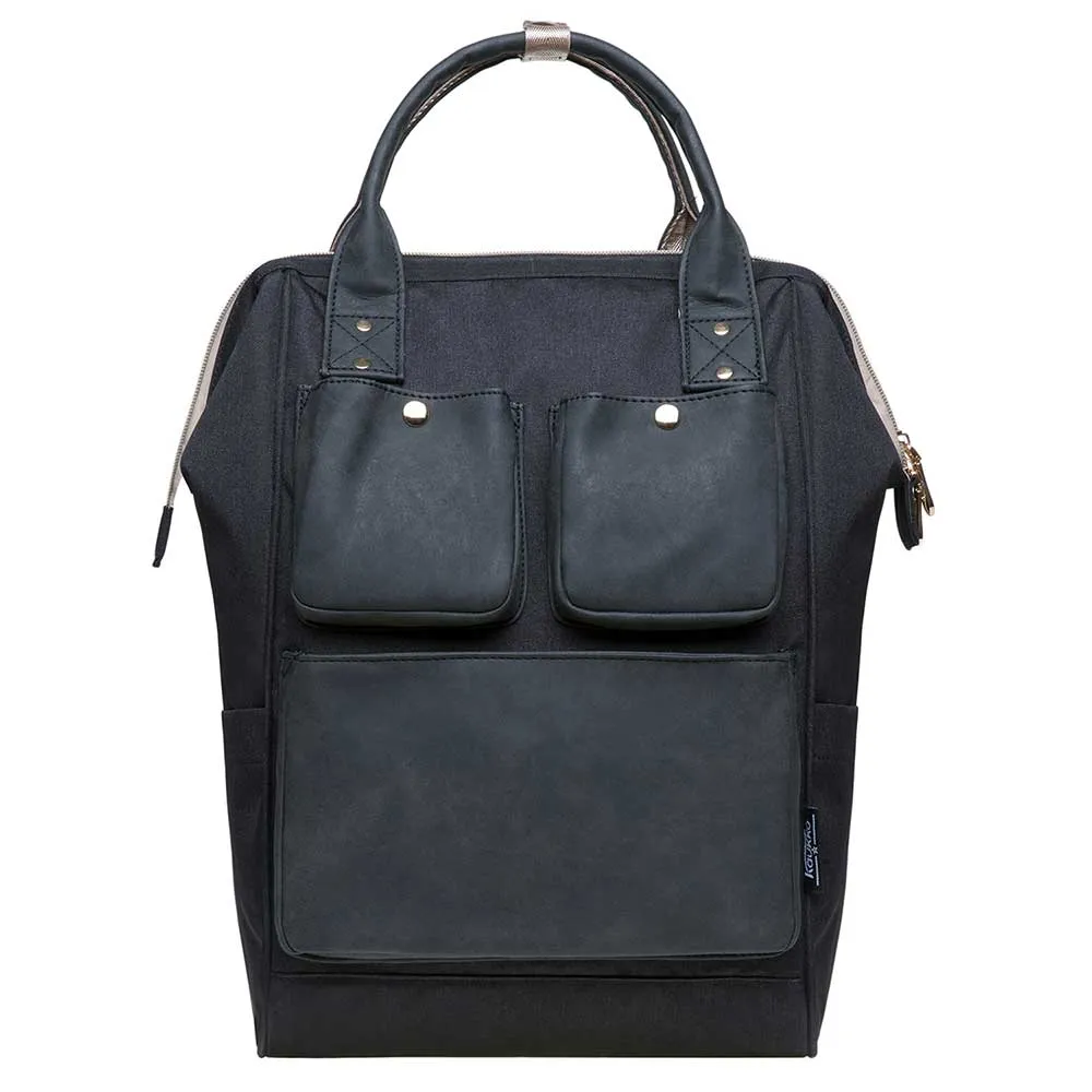 KAUKKO Diaper Bag Backpack with Pacifier Holder and Stroller straps - for Mom and Dad, Waterproof, one size, KT03 ( Santorini Black ）