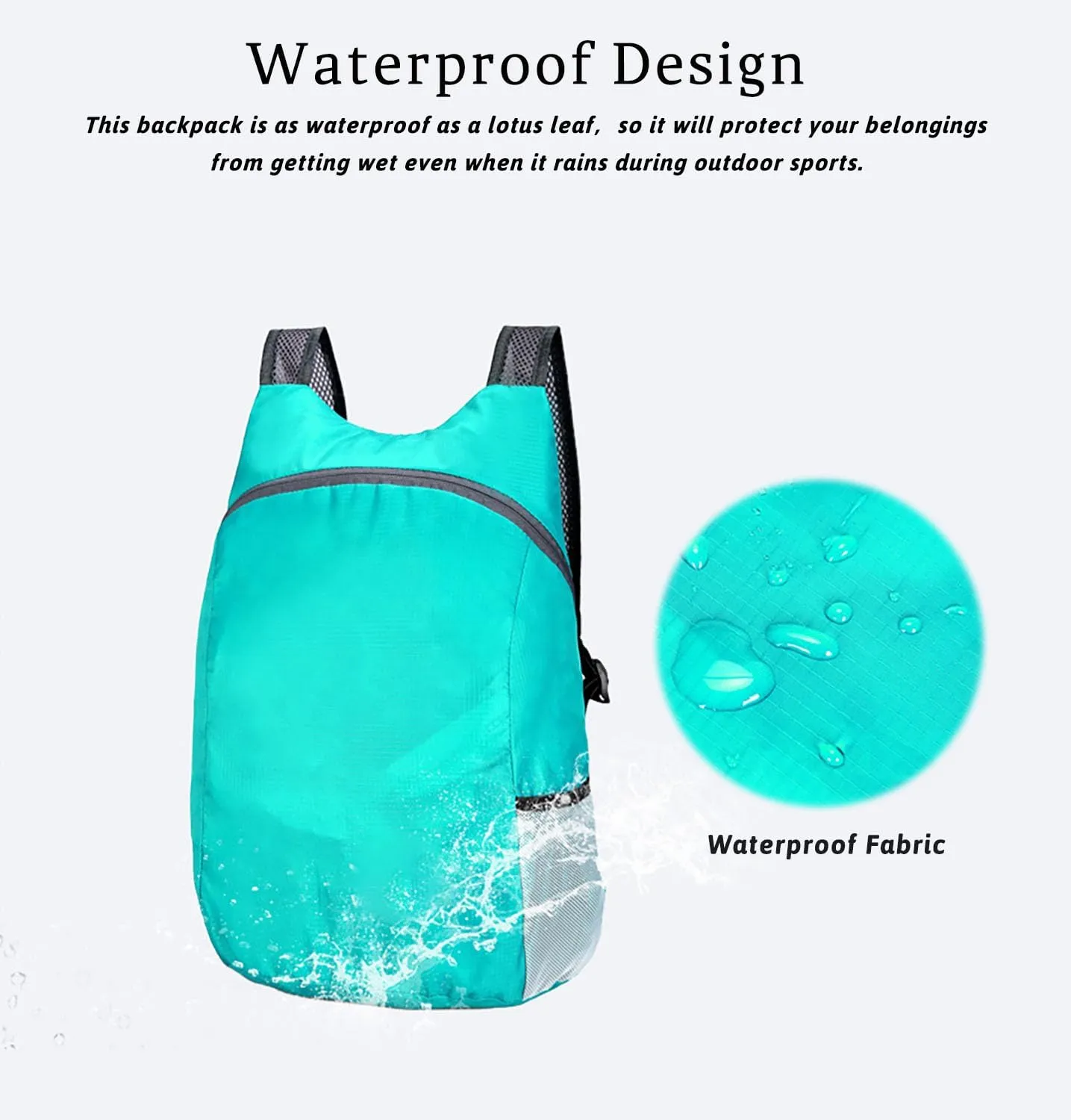 Lightweight Foldable Waterproof Backpack For Men Women Outdoor Sports Travel Leisure Bag Hiking Small Daypack 20L (Black)