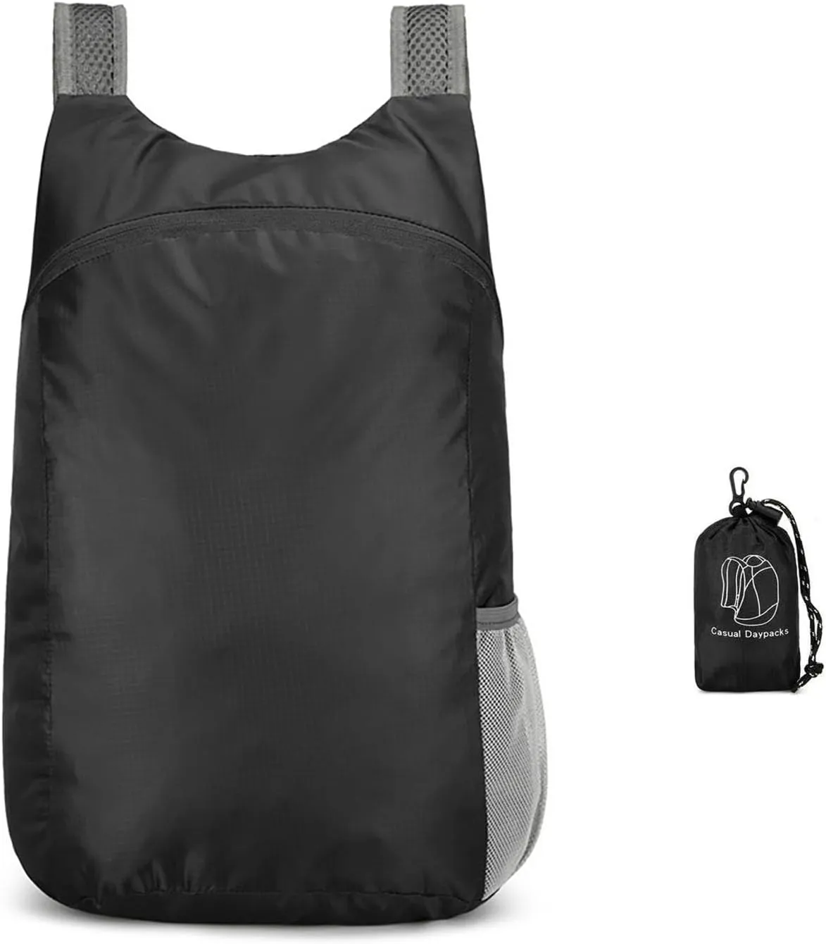 Lightweight Foldable Waterproof Backpack For Men Women Outdoor Sports Travel Leisure Bag Hiking Small Daypack 20L (Black)