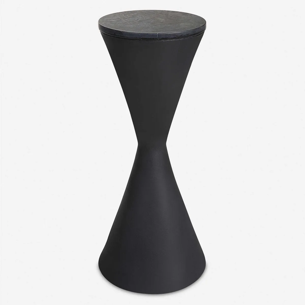Matte Black & Marble Hourglass Table