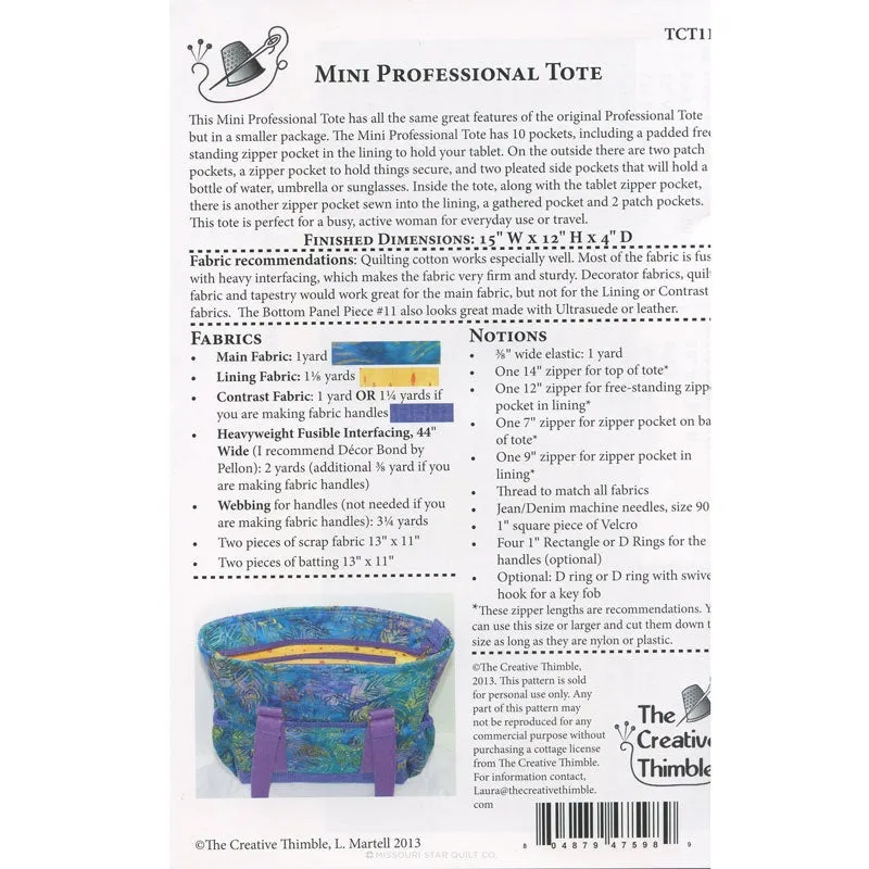 Mini Professional Tote Pattern