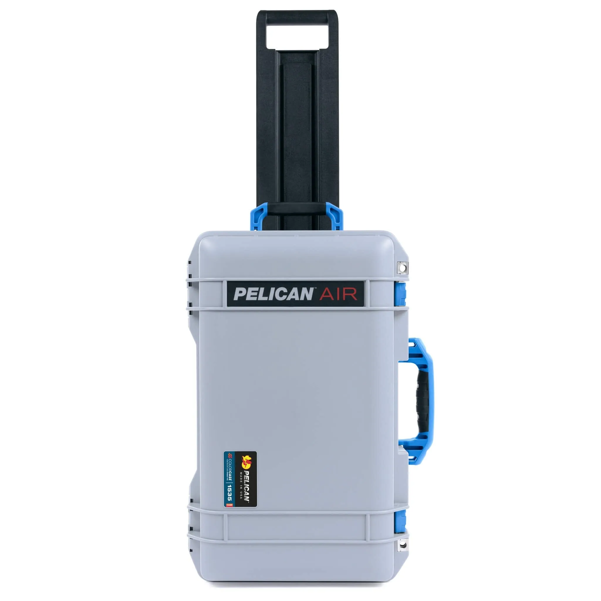 Pelican 1535 Air Case, Silver with Blue Handles & Latches