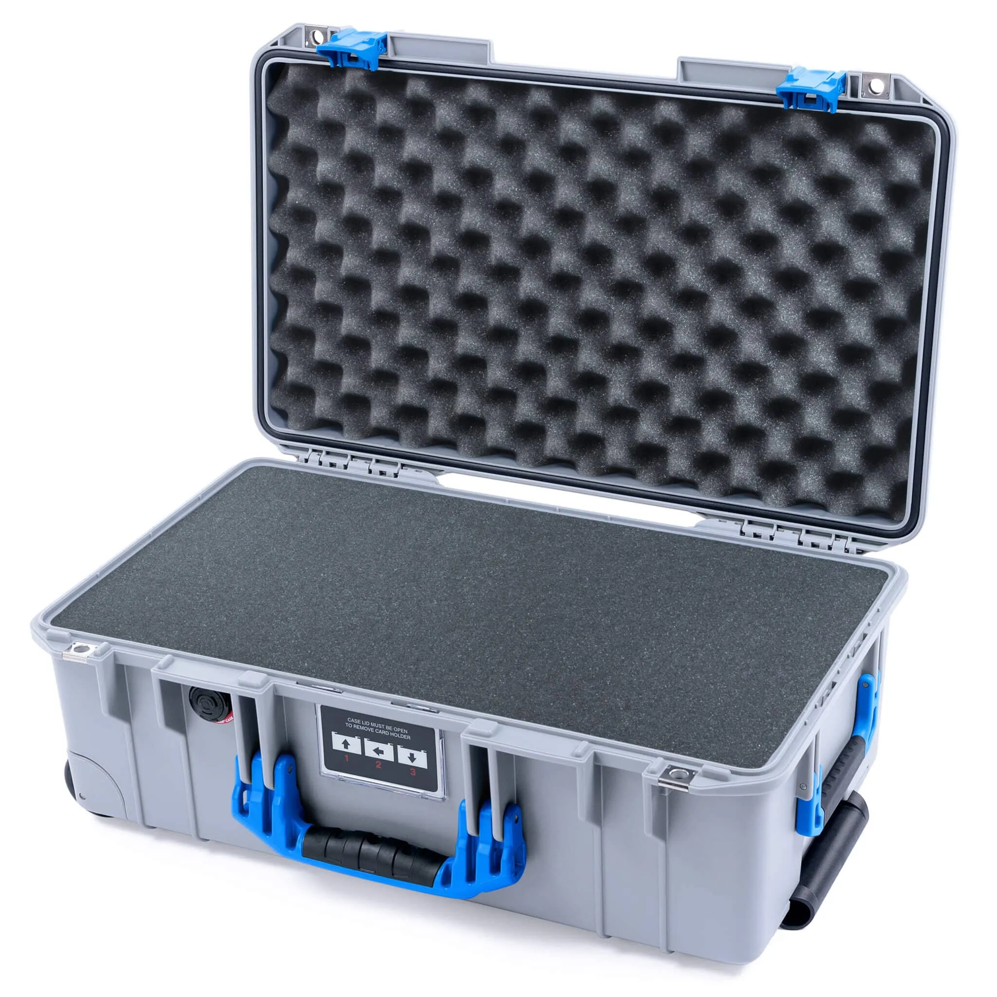 Pelican 1535 Air Case, Silver with Blue Handles & Latches
